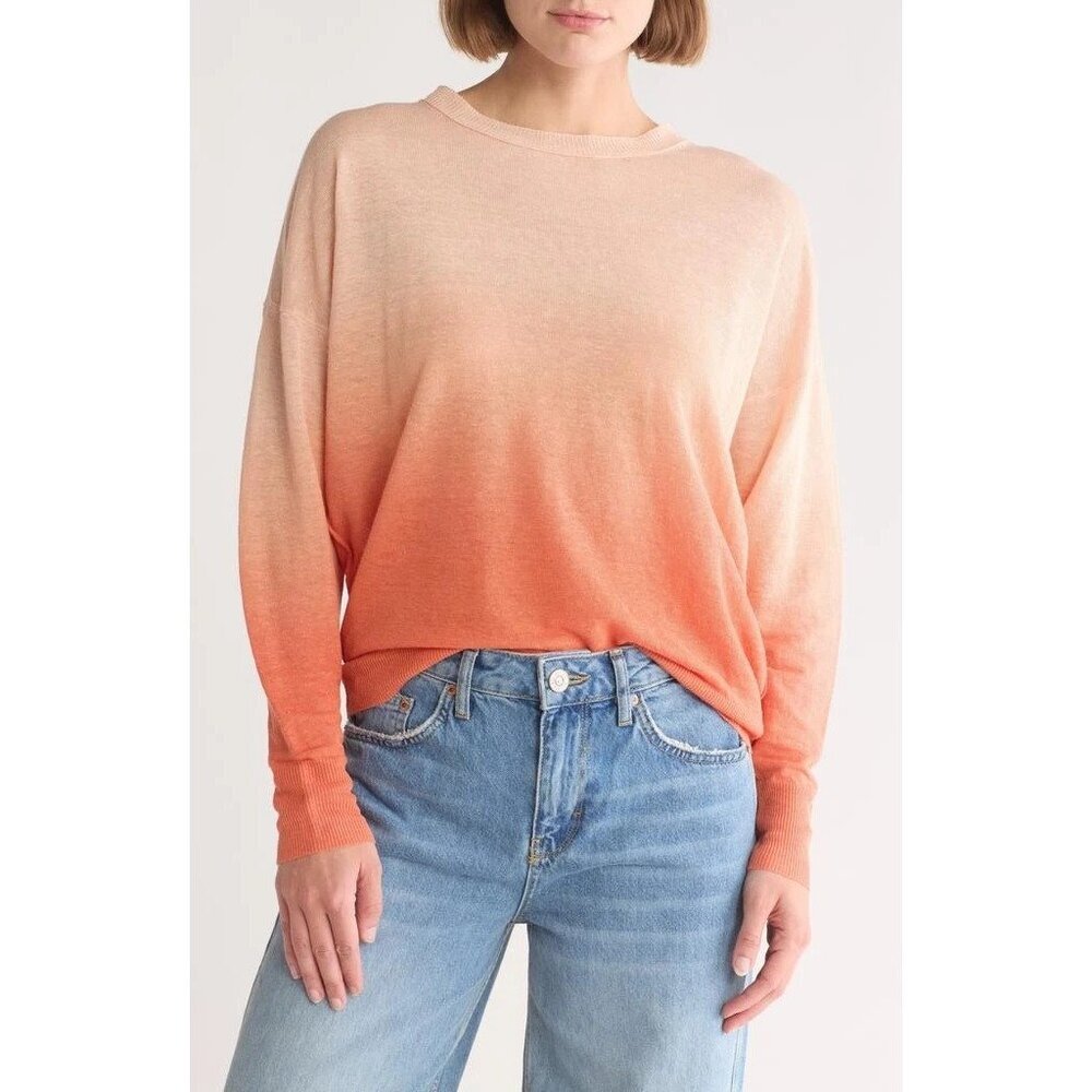 Madewell Women's XS Morton Ombré Printed Pullover Sweater Printed Ombre Tanger
